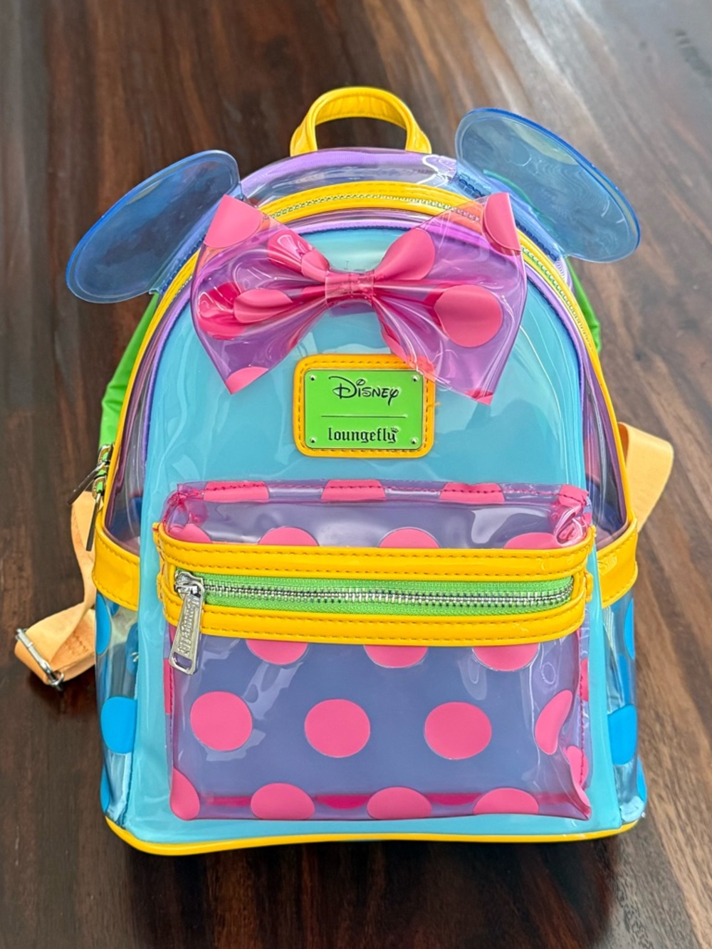Brand New Loungefly Minnie Mouse Clear Mini Backpack - Blue/Pink
